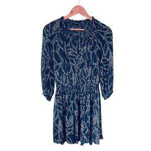 COPY - Club Monaco 100% Silk Sheer Navy Print Dress Size 00